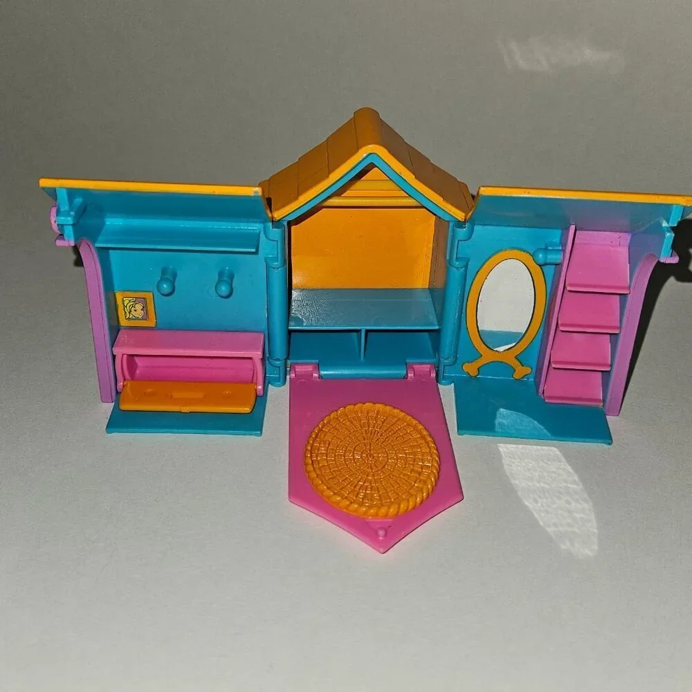 Polly Pocket Pet Pals Folding Dog House Origin 2001 Toy Food Bowl Basket READ